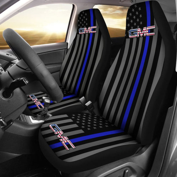 American Flag Car Seat Covers With Thin Blue Line Mix GMC 212601 - YourCarButBetter