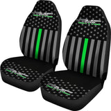 American Flag Car Seat Covers With Thin Green Line Mix GMC 212601 - YourCarButBetter