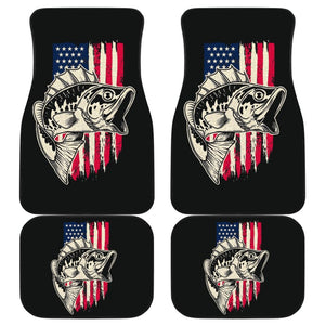 American Flag Largemouth Bass Fishing Car Floor Mats 210906 - YourCarButBetter