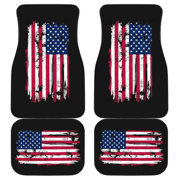 American Flag On Black Car Floor Mats 211005 - YourCarButBetter