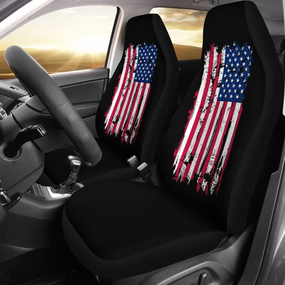 American Flag On Black Car Seat Covers 211005 - YourCarButBetter
