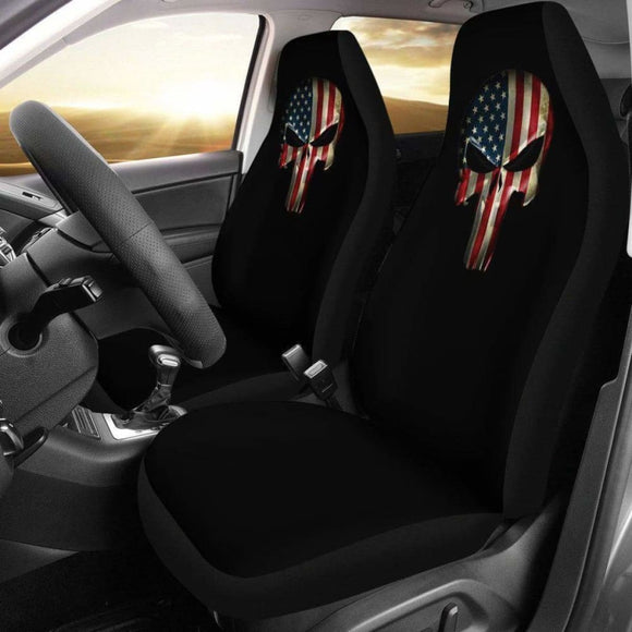 American Flag Punisher Black Seat Covers 182417 - YourCarButBetter