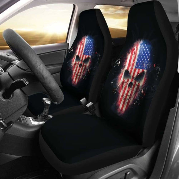 American Flag Skull Car Seat Covers 203011 - YourCarButBetter