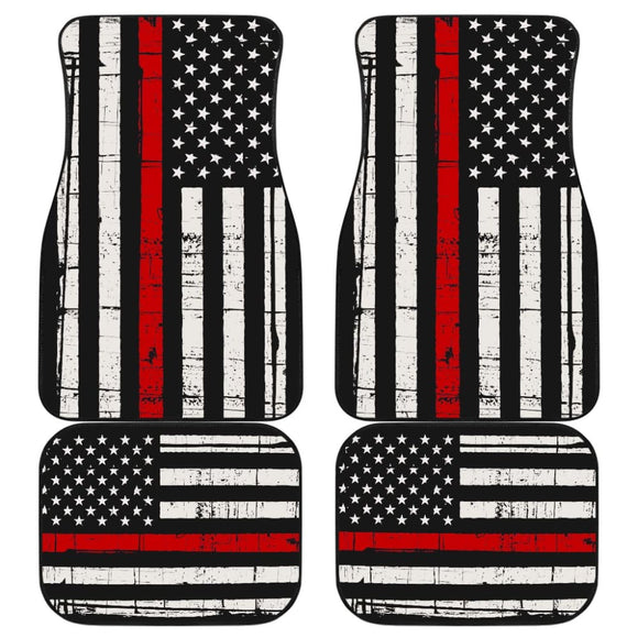 American Flag Thin Red Line Car Floor Mats 211005 - YourCarButBetter