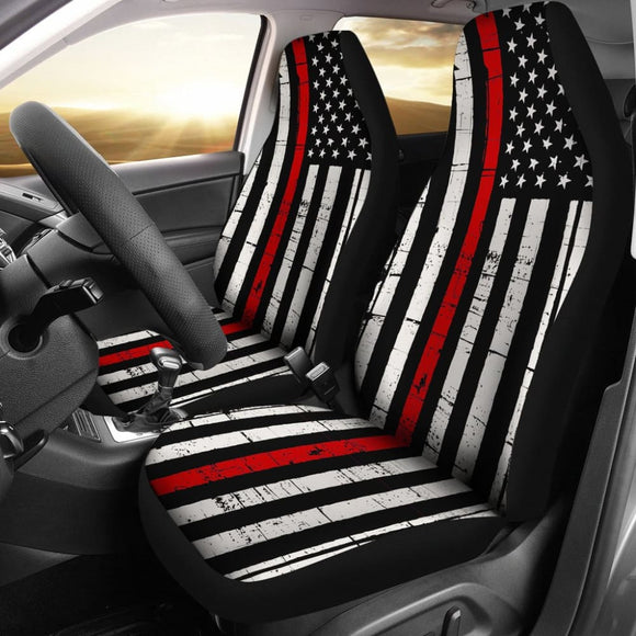 American Flag Thin Red Line Car Seat Covers 211005 - YourCarButBetter