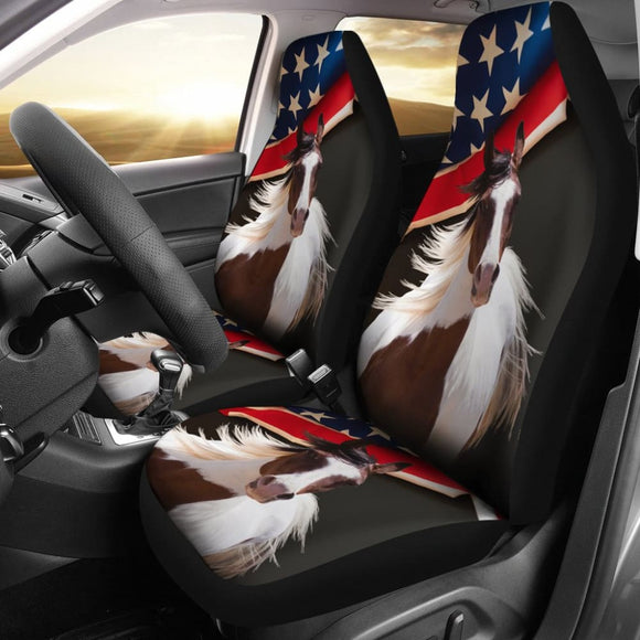 American Flag Wild Amazing Horse All Protective Car Seat Covers 210102 - YourCarButBetter