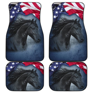 American Flag Wild Horse Car Floor Mats 211103 - YourCarButBetter