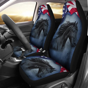 American Flag Wild Horse Car Seat Covers 211103 - YourCarButBetter