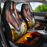 American Horse With Beautiful Sunset Car Seat Covers 231007 - YourCarButBetter