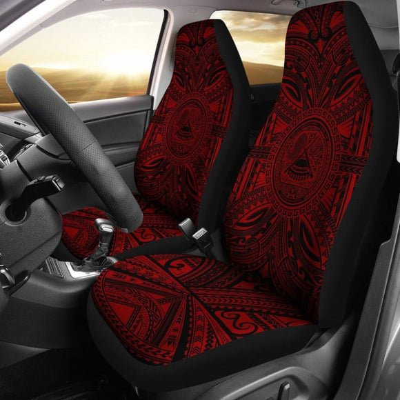 American Samoa Car Seat Cover - American Samoa Coat Of Arms Polynesian Red Black 093223 - YourCarButBetter