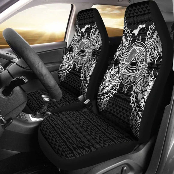 American Samoa Car Seat Cover - American Samoa Seal Map Black - 105905 - YourCarButBetter