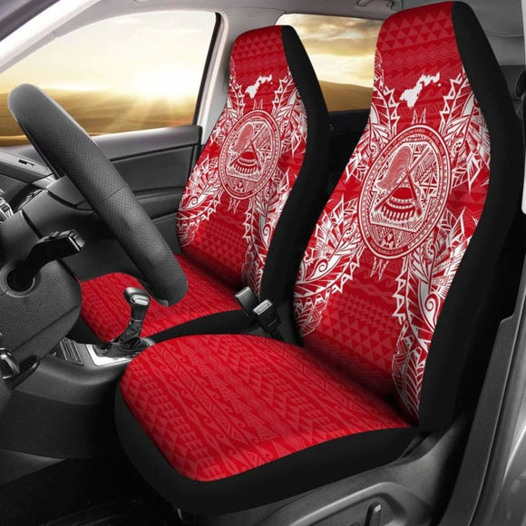 American Samoa Car Seat Cover - American Samoa Seal Map Red White - 105905 - YourCarButBetter