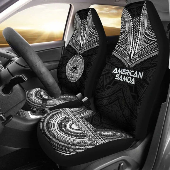 American Samoa Car Seat Cover - American Samoa Seal Polynesian Chief Tattoo Black Version - 10 174914 - YourCarButBetter