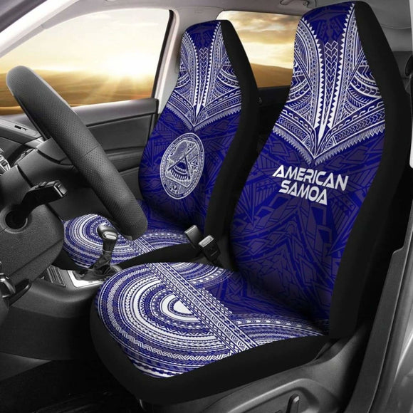 American Samoa Car Seat Cover - American Samoa Seal Polynesian Chief Tattoo Red Version Blue - 10 174914 - YourCarButBetter