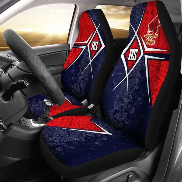 American Samoa Car Seat Covers - As Flag With Polynesian Patterns - 105905 - YourCarButBetter