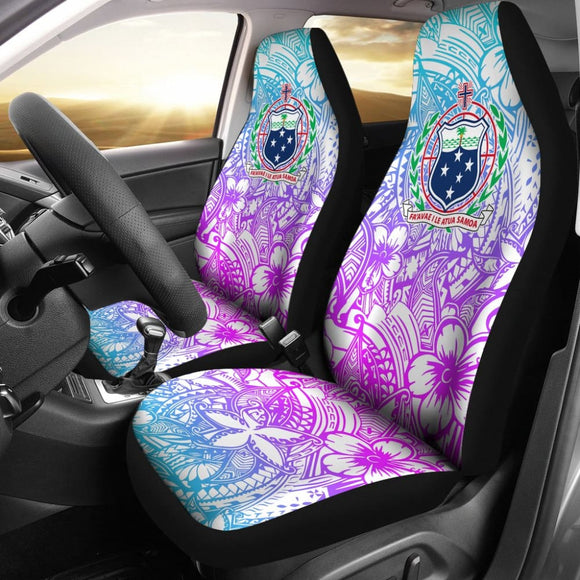 American Samoa Car Seat Covers Coat Of Arms Polynesian With Hibiscus 211904 - YourCarButBetter