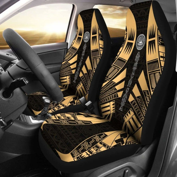 American Samoa Car Seat Covers - Polynesian Tattoo Gold - 9 174914 - YourCarButBetter