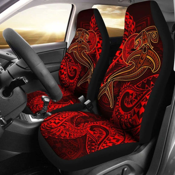 American Samoa Car Seat Covers - Red Shark Polynesian Tattoo - 102802 - YourCarButBetter