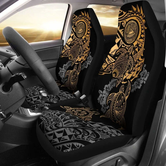American Samoa Car Seat Covers - American Samoa Seal Gold Turtle Gray Hibiscus Flowing - Amazing 091114 - YourCarButBetter