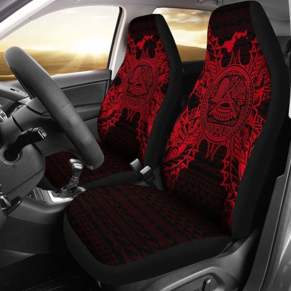 American Samoa Car Seat Covers - American Samoa Seal Map Red - 105905 - YourCarButBetter