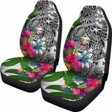 American Samoa Car Seat Covers White - Turtle Plumeria Banana Leaf - 091114 - YourCarButBetter