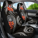 American Samoa Polynesian Car Seat Covers - Black Plumeria - 105905 - YourCarButBetter