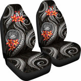 American Samoa Polynesian Car Seat Covers - Black Plumeria - 105905 - YourCarButBetter
