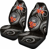 American Samoa Polynesian Car Seat Covers - Black Plumeria - 105905 - YourCarButBetter