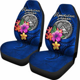 American Samoa Polynesian Car Seat Covers - Floral With Seal Blue - 153908 - YourCarButBetter