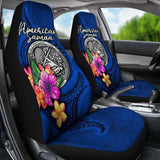 American Samoa Polynesian Car Seat Covers - Floral With Seal Blue - 153908 - YourCarButBetter