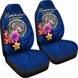 American Samoa Polynesian Car Seat Covers - Floral With Seal Blue - 153908 - YourCarButBetter