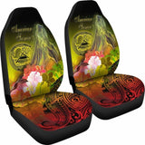 American Samoa Polynesian Car Seat Covers - Humpback Whale With Tropical Flowers - 102802 - YourCarButBetter