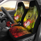 American Samoa Polynesian Car Seat Covers - Humpback Whale With Tropical Flowers - 102802 - YourCarButBetter