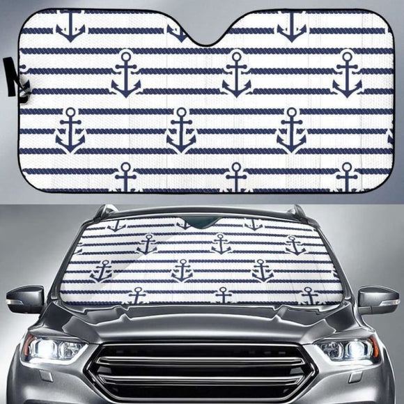 Anchor Rope Nautical Pattern Car Auto Sun Shades 460402 - YourCarButBetter
