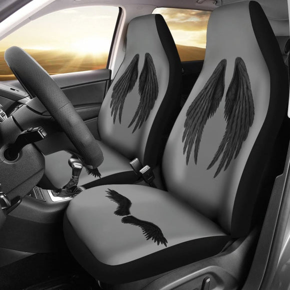Angel Wings Black Custom Car Seat Covers 212203 - YourCarButBetter