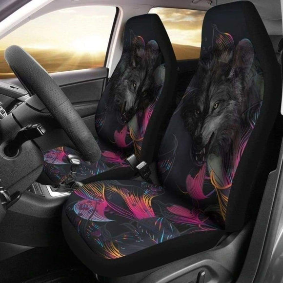 Angry Wolf Car Seat Covers Custom Design 151902 - YourCarButBetter