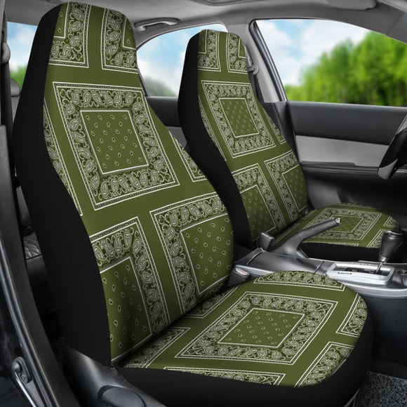 Army Green Bandana Car Seat Covers - Patch 101819 - YourCarButBetter