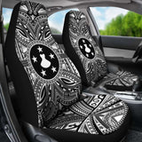 Austral Islands Car Seat Cover - Austral Islands Coat Of Arms Polynesian White Black 105905 - YourCarButBetter