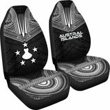 Austral Islands Car Seat Cover - Austral Islands Flag Polynesian Chief Tattoo Black Version - 10 174914 - YourCarButBetter