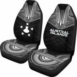 Austral Islands Car Seat Cover - Austral Islands Flag Polynesian Chief Tattoo Black Version - 10 174914 - YourCarButBetter