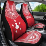 Austral Islands Car Seat Cover - Austral Islands Flag Polynesian Chief Tattoo Blue Version - 10 174914 - YourCarButBetter