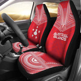 Austral Islands Car Seat Cover - Austral Islands Flag Polynesian Chief Tattoo Blue Version - 10 174914 - YourCarButBetter