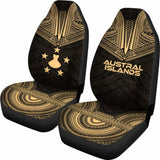 Austral Islands Car Seat Cover - Austral Islands Flag Polynesian Chief Tattoo Gold Version - 10 174914 - YourCarButBetter