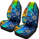 Australia Aboriginal Car Seat Covers - Indigenous Turtle Dot Painting Art - 091114 - YourCarButBetter