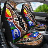 Australian Car Seat Covers - Australian Aboriginal Crocodile With Naidoc Flags - 19 174914 - YourCarButBetter