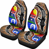 Australian Car Seat Covers - Australian Aboriginal Crocodile With Naidoc Flags - 19 174914 - YourCarButBetter
