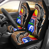 Australian Car Seat Covers - Australian Aboriginal Crocodile With Naidoc Flags - 19 174914 - YourCarButBetter