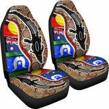 Australian Car Seat Covers - Australian Aboriginal Crocodile With Naidoc Flags - 19 174914 - YourCarButBetter