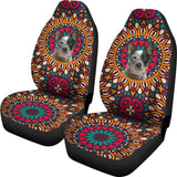 Australian Cattle Dog Colorful Flower Car Seat Covers 211008 - YourCarButBetter
