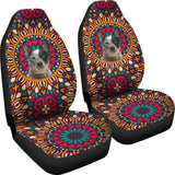 Australian Cattle Dog Colorful Flower Car Seat Covers 211008 - YourCarButBetter